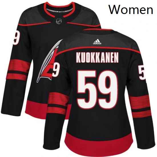 Womens Adidas Carolina Hurricanes 59 Janne Kuokkanen Premier Black Alternate NHL Jersey